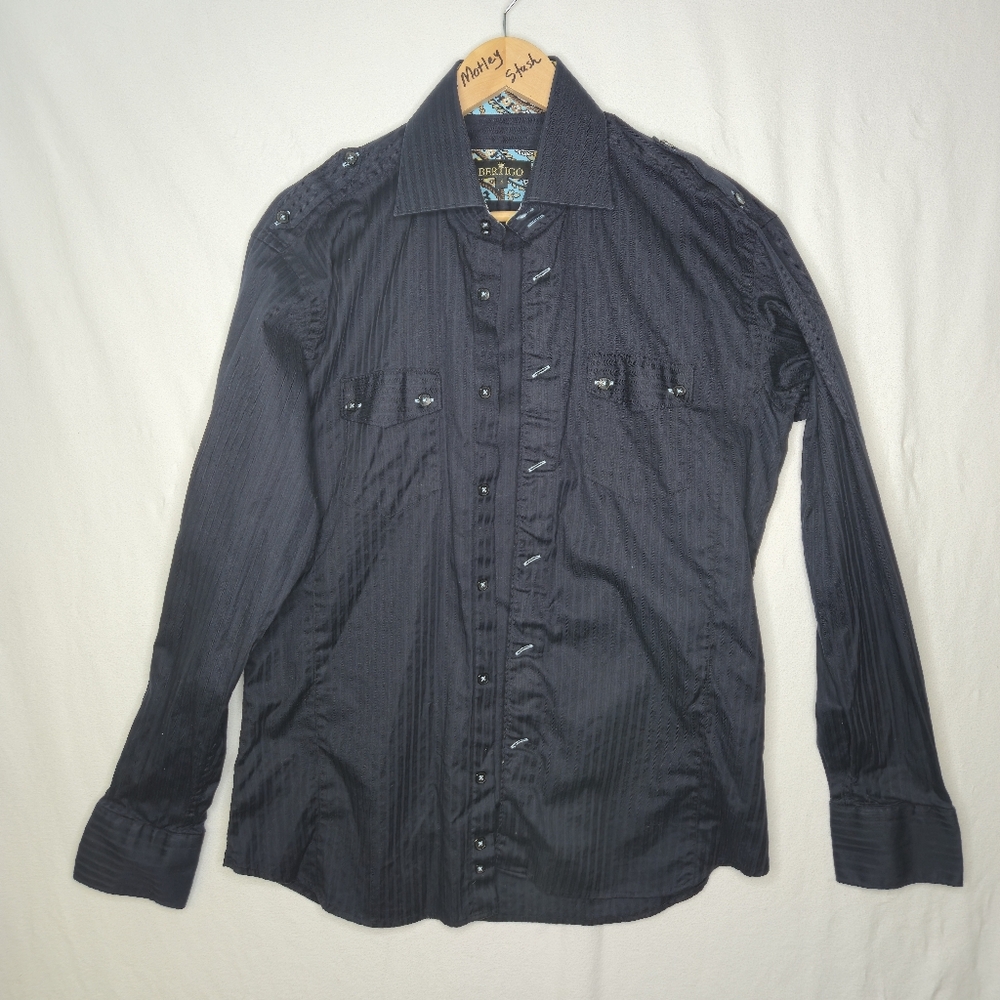Bertigo Men's Black Long Sleeved  Dress Shirt Size 4